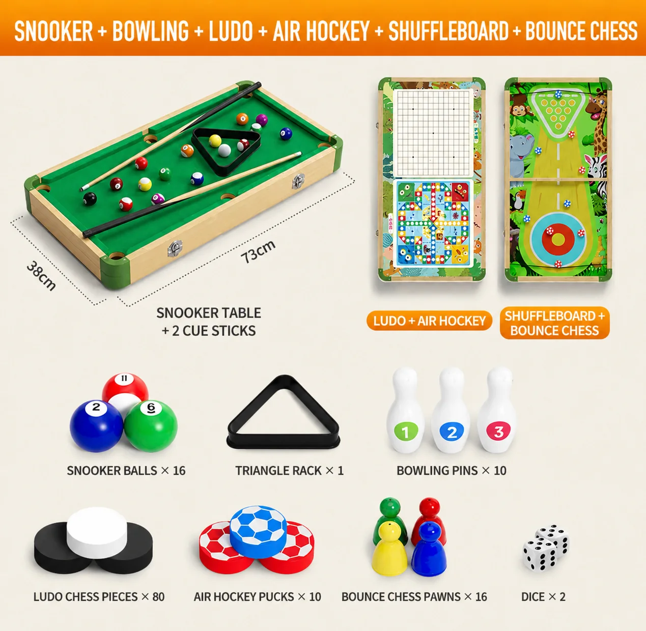 6-in-1 Tabletop Game Set
